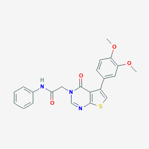 molecular formula C22H19N3O4S B284492 2-(5-(3,4-dimethoxyphenyl)-4-oxothieno[2,3-d]pyrimidin-3(4H)-yl)-N-phenylacetamide 