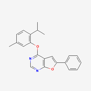 molecular formula C22H20N2O2 B2844922 4-(2-Isopropyl-5-methylphenoxy)-6-phenylfuro[2,3-d]pyrimidine CAS No. 672925-55-2