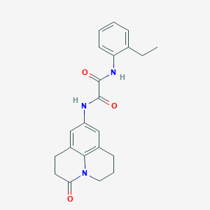 molecular formula C22H23N3O3 B2844928 N1-(2-ethylphenyl)-N2-(3-oxo-1,2,3,5,6,7-hexahydropyrido[3,2,1-ij]quinolin-9-yl)oxalamide CAS No. 898464-51-2