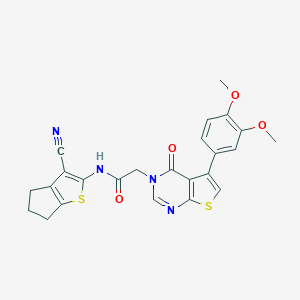 N-(3-cyano-5,6-dihydro-4H-cyclopenta[b]thiophen-2-yl)-2-(5-(3,4-dimethoxyphenyl)-4-oxothieno[2,3-d]pyrimidin-3(4H)-yl)acetamide