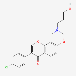 molecular formula C20H18ClNO4 B2844930 3-(4-chlorophenyl)-9-(3-hydroxypropyl)-9,10-dihydrochromeno[8,7-e][1,3]oxazin-4(8H)-one CAS No. 1010933-62-6
