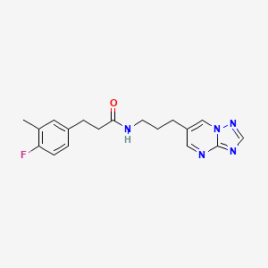 molecular formula C18H20FN5O B2844935 N-(3-([1,2,4]三唑并[1,5-a]嘧啶-6-基)丙基)-3-(4-氟-3-甲基苯基)丙酰胺 CAS No. 2034524-40-6