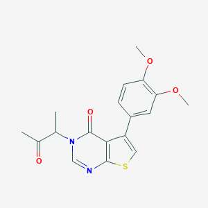 molecular formula C18H18N2O4S B284494 5-(3,4-dimethoxyphenyl)-3-(1-methyl-2-oxopropyl)thieno[2,3-d]pyrimidin-4(3H)-one 