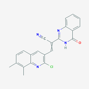 molecular formula C22H15ClN4O B2844945 3-(2-Chloro-7,8-dimethylquinolin-3-yl)-2-(4-oxo-3,4-dihydroquinazolin-2-yl)prop-2-enenitrile CAS No. 380391-57-1