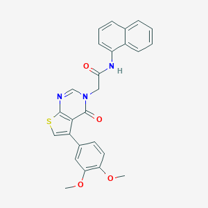 molecular formula C26H21N3O4S B284497 2-(5-(3,4-dimethoxyphenyl)-4-oxothieno[2,3-d]pyrimidin-3(4H)-yl)-N-(1-naphthyl)acetamide 