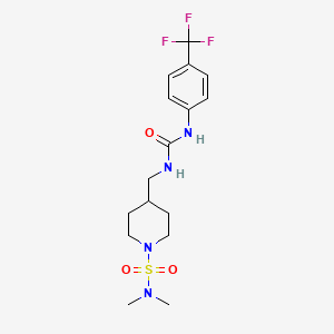 molecular formula C16H23F3N4O3S B2844970 N,N-dimethyl-4-((3-(4-(trifluoromethyl)phenyl)ureido)methyl)piperidine-1-sulfonamide CAS No. 2034357-82-7