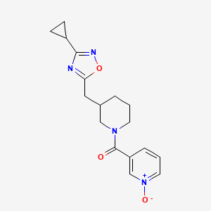 molecular formula C17H20N4O3 B2844997 3-(3-((3-环丙基-1,2,4-噁二唑-5-基)甲基)哌啶-1-甲酰)吡啶 1-氧化物 CAS No. 1705938-94-8