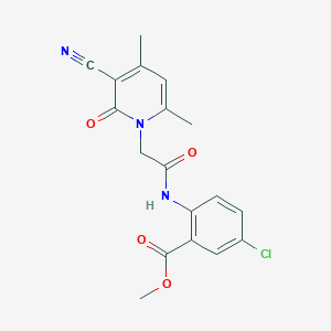 molecular formula C18H16ClN3O4 B2844999 Methyl 5-chloro-2-[2-(3-cyano-4,6-dimethyl-2-oxo-1,2-dihydropyridin-1-yl)acetamido]benzoate CAS No. 931359-14-7