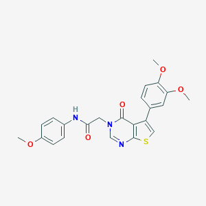 molecular formula C23H21N3O5S B284500 2-(5-(3,4-dimethoxyphenyl)-4-oxothieno[2,3-d]pyrimidin-3(4H)-yl)-N-(4-methoxyphenyl)acetamide 