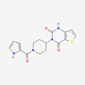 molecular formula C16H16N4O3S B2845008 3-[1-(1H-Pyrrole-2-carbonyl)piperidin-4-yl]-1H-thieno[3,2-d]pyrimidine-2,4-dione CAS No. 2326853-85-2