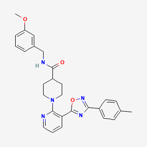 molecular formula C28H29N5O3 B2845014 N-(3-methoxybenzyl)-1-{3-[3-(4-methylphenyl)-1,2,4-oxadiazol-5-yl]pyridin-2-yl}piperidine-4-carboxamide CAS No. 1351787-32-0
