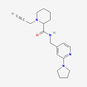 molecular formula C19H26N4O B2845037 1-(prop-2-yn-1-yl)-N-{[2-(pyrrolidin-1-yl)pyridin-4-yl]methyl}piperidine-2-carboxamide CAS No. 1375839-45-4