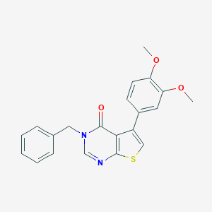 molecular formula C21H18N2O3S B284504 3-benzyl-5-(3,4-dimethoxyphenyl)thieno[2,3-d]pyrimidin-4(3H)-one 