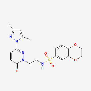 molecular formula C19H21N5O5S B2845045 N-(2-(3-(3,5-dimethyl-1H-pyrazol-1-yl)-6-oxopyridazin-1(6H)-yl)ethyl)-2,3-dihydrobenzo[b][1,4]dioxine-6-sulfonamide CAS No. 1351610-36-0