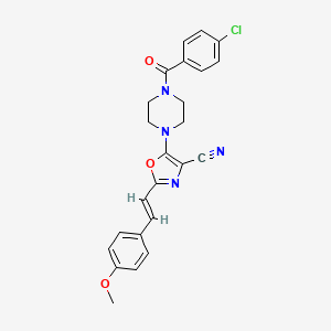 (E)-5-(4-(4-chlorobenzoyl)piperazin-1-yl)-2-(4-methoxystyryl)oxazole-4-carbonitrile