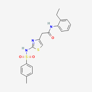 molecular formula C20H21N3O3S2 B2845059 N-(2-ethylphenyl)-2-(2-(4-methylphenylsulfonamido)thiazol-4-yl)acetamide CAS No. 922047-37-8