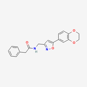 molecular formula C20H18N2O4 B2845062 N-((5-(2,3-二氢苯并[b][1,4]二噁烷-6-基)异噁唑-3-基)甲基)-2-苯乙酰胺 CAS No. 1210285-41-8