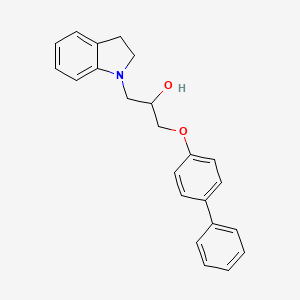 molecular formula C23H23NO2 B2845067 1-{[1,1'-biphenyl]-4-yloxy}-3-(2,3-dihydro-1H-indol-1-yl)propan-2-ol CAS No. 873588-46-6