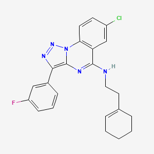 molecular formula C23H21ClFN5 B2845080 7-chloro-N-(2-cyclohex-1-en-1-ylethyl)-3-(3-fluorophenyl)[1,2,3]triazolo[1,5-a]quinazolin-5-amine CAS No. 931963-36-9