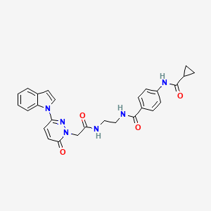 N-(2-(2-(3-(1H-indol-1-yl)-6-oxopyridazin-1(6H)-yl)acetamido)ethyl)-4-(cyclopropanecarboxamido)benzamide