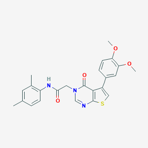 molecular formula C24H23N3O4S B284509 2-(5-(3,4-dimethoxyphenyl)-4-oxothieno[2,3-d]pyrimidin-3(4H)-yl)-N-(2,4-dimethylphenyl)acetamide 