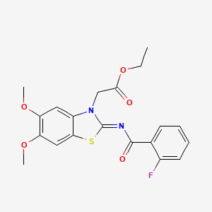 ethyl 2-[(2Z)-2-[(2-fluorobenzoyl)imino]-5,6-dimethoxy-2,3-dihydro-1,3-benzothiazol-3-yl]acetate