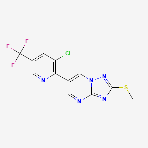 molecular formula C12H7ClF3N5S B2845097 6-(3-氯-5-(三氟甲基)-2-吡啶基)-2-(甲硫基)(1,2,4)三唑并[1,5-a]嘧啶 CAS No. 338420-97-6