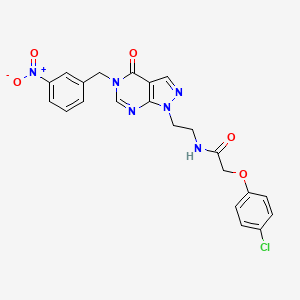 molecular formula C22H19ClN6O5 B2845100 2-(4-chlorophenoxy)-N-(2-(5-(3-nitrobenzyl)-4-oxo-4,5-dihydro-1H-pyrazolo[3,4-d]pyrimidin-1-yl)ethyl)acetamide CAS No. 922115-68-2
