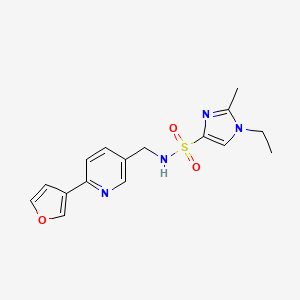 molecular formula C16H18N4O3S B2845110 1-乙基-N-((6-(呋喃-3-基)吡啶-3-基甲基)-2-甲基-1H-咪唑-4-磺酰胺 CAS No. 2034521-76-9