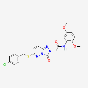 molecular formula C22H20ClN5O4S B2845112 2-[6-[(4-chlorobenzyl)thio]-3-oxo[1,2,4]triazolo[4,3-b]pyridazin-2(3H)-yl]-N-(2,5-dimethoxyphenyl)acetamide CAS No. 1040643-71-7