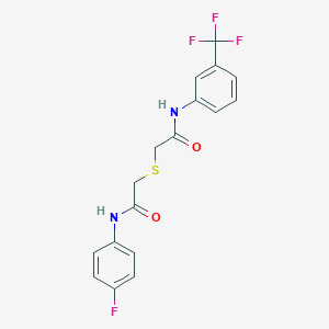 molecular formula C17H14F4N2O2S B284512 2-{[2-(4-fluoroanilino)-2-oxoethyl]sulfanyl}-N-[3-(trifluoromethyl)phenyl]acetamide 