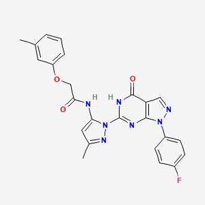 N-(1-(1-(4-fluorophenyl)-4-oxo-4,5-dihydro-1H-pyrazolo[3,4-d]pyrimidin-6-yl)-3-methyl-1H-pyrazol-5-yl)-2-(m-tolyloxy)acetamide