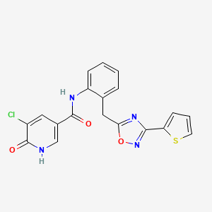 5-chloro-6-hydroxy-N-(2-((3-(thiophen-2-yl)-1,2,4-oxadiazol-5-yl)methyl)phenyl)nicotinamide