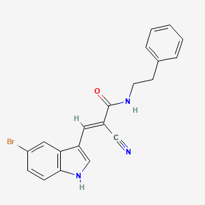 molecular formula C20H16BrN3O B2845130 (E)-3-(5-bromo-1H-indol-3-yl)-2-cyano-N-(2-phenylethyl)prop-2-enamide CAS No. 485367-39-3