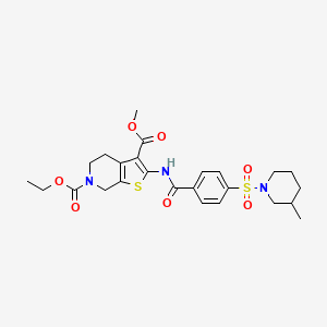 molecular formula C25H31N3O7S2 B2845138 6-ethyl 3-methyl 2-(4-((3-methylpiperidin-1-yl)sulfonyl)benzamido)-4,5-dihydrothieno[2,3-c]pyridine-3,6(7H)-dicarboxylate CAS No. 449770-73-4