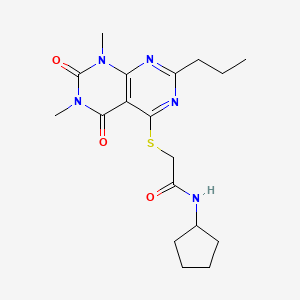 N-cyclopentyl-2-((6,8-dimethyl-5,7-dioxo-2-propyl-5,6,7,8-tetrahydropyrimido[4,5-d]pyrimidin-4-yl)thio)acetamide
