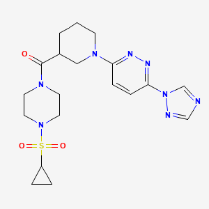 molecular formula C19H26N8O3S B2845151 (1-(6-(1H-1,2,4-triazol-1-yl)pyridazin-3-yl)piperidin-3-yl)(4-(cyclopropylsulfonyl)piperazin-1-yl)methanone CAS No. 1795419-71-4