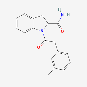 molecular formula C18H18N2O2 B2845153 1-(2-(m-Tolyl)acetyl)indoline-2-carboxamide CAS No. 1101189-51-8