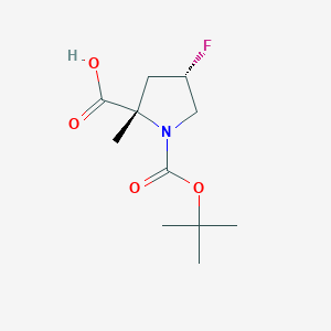 molecular formula C11H18FNO4 B2845177 (2S,4S)-1-(tert-Butoxycarbonyl)-4-fluoro-2-methylpyrrolidine-2-carboxylic acid CAS No. 1645565-08-7