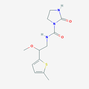 molecular formula C12H17N3O3S B2845178 N-(2-methoxy-2-(5-methylthiophen-2-yl)ethyl)-2-oxoimidazolidine-1-carboxamide CAS No. 1797876-00-6