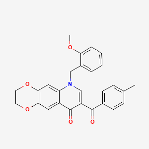 6-[(2-methoxyphenyl)methyl]-8-(4-methylbenzoyl)-2H,3H,6H,9H-[1,4]dioxino[2,3-g]quinolin-9-one