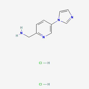 molecular formula C9H12Cl2N4 B2845191 (5-咪唑-1-基吡啶-2-基)甲胺；二盐酸盐 CAS No. 2460754-92-9