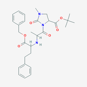 molecular formula C₂₉H₃₇N₃O₆ B028452 1-Methyl-2-oxo-3-[1-oxo-2-[[3-phenyl-1-[(phenylmethoxy)carbonyl]propyl]amino]propyl]-4-imidazolidinecarboxylic acid tert-butyl ester CAS No. 89460-20-8