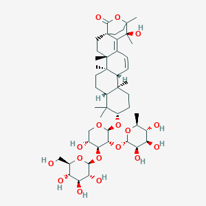 molecular formula C47H72O17 B2845202 (1S,4S,5R,8R,10S,13S,14R,19S)-19-hydroxy-10-[(2S,3R,4S,5R)-5-hydroxy-4-[(2S,3R,4S,5S,6R)-3,4,5-trihydroxy-6-(hydroxymethyl)oxan-2-yl]oxy-3-[(2S,3R,4R,5R,6S)-3,4,5-trihydroxy-6-methyloxan-2-yl]oxyoxan-2-yl]oxy-4,5,9,9,13,19,20-heptamethyl-21-oxahexacyclo[18.2.2.01,18.04,17.05,14.08,13]tetracosa-15,17-dien-22-one CAS No. 173792-61-5