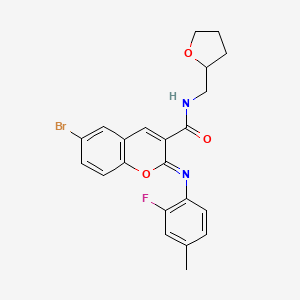 molecular formula C22H20BrFN2O3 B2845204 (2Z)-6-bromo-2-[(2-fluoro-4-methylphenyl)imino]-N-(tetrahydrofuran-2-ylmethyl)-2H-chromene-3-carboxamide CAS No. 1327184-31-5