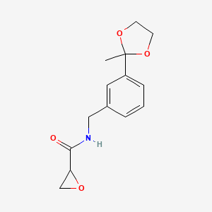 molecular formula C14H17NO4 B2845235 N-[[3-(2-Methyl-1,3-dioxolan-2-yl)phenyl]methyl]oxirane-2-carboxamide CAS No. 2411256-99-8