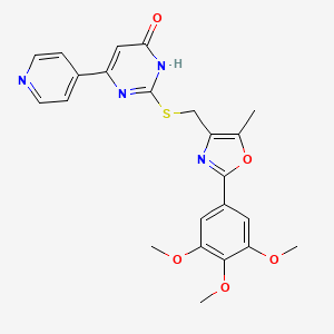 molecular formula C23H22N4O5S B2845236 2-(((5-Methyl-2-(3,4,5-trimethoxyphenyl)oxazol-4-yl)methyl)thio)-6-(pyridin-4-yl)pyrimidin-4-ol CAS No. 1040636-36-9
