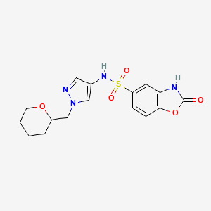 2-oxo-N-(1-((tetrahydro-2H-pyran-2-yl)methyl)-1H-pyrazol-4-yl)-2,3-dihydrobenzo[d]oxazole-5-sulfonamide