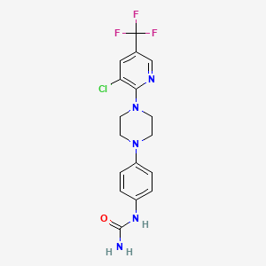 molecular formula C17H17ClF3N5O B2845241 N-(4-{4-[3-chloro-5-(trifluoromethyl)-2-pyridinyl]piperazino}phenyl)urea CAS No. 478262-19-0