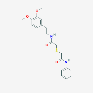 molecular formula C21H26N2O4S B284525 2-[(2-{[2-(3,4-dimethoxyphenyl)ethyl]amino}-2-oxoethyl)sulfanyl]-N-(4-methylphenyl)acetamide 